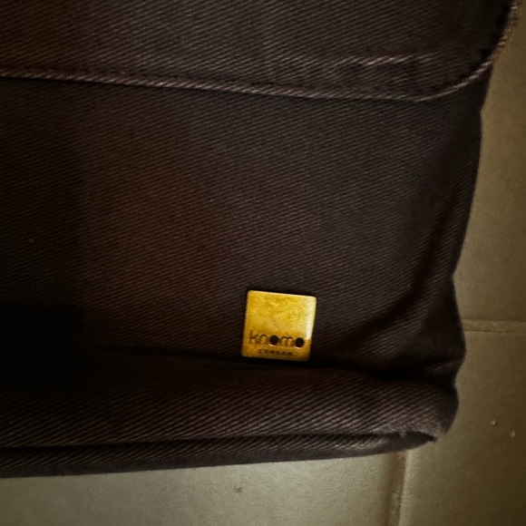 KNOMO LONDON TROON Slim Messenger Laptop Bag Brown Canvas Leather Satchel - Picture 6 of 17